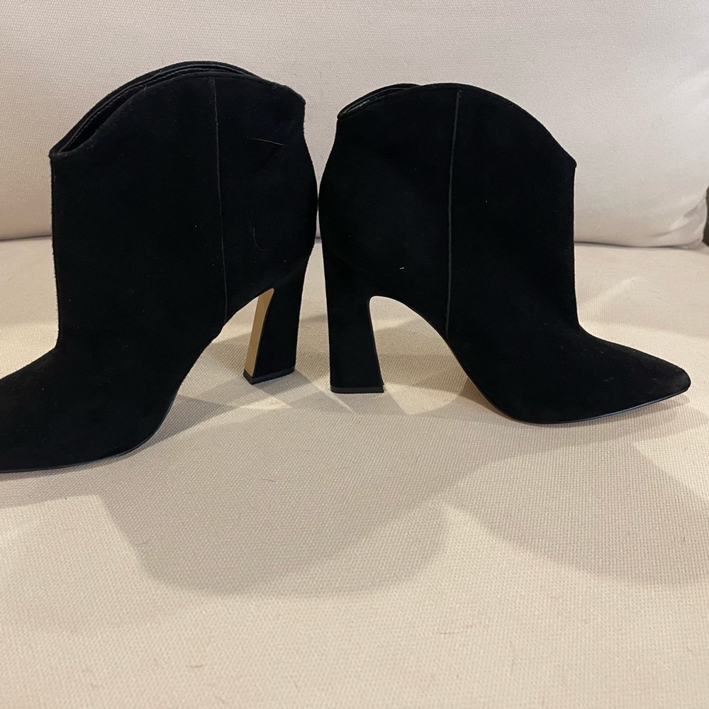 High Heeled Black Suede Booties